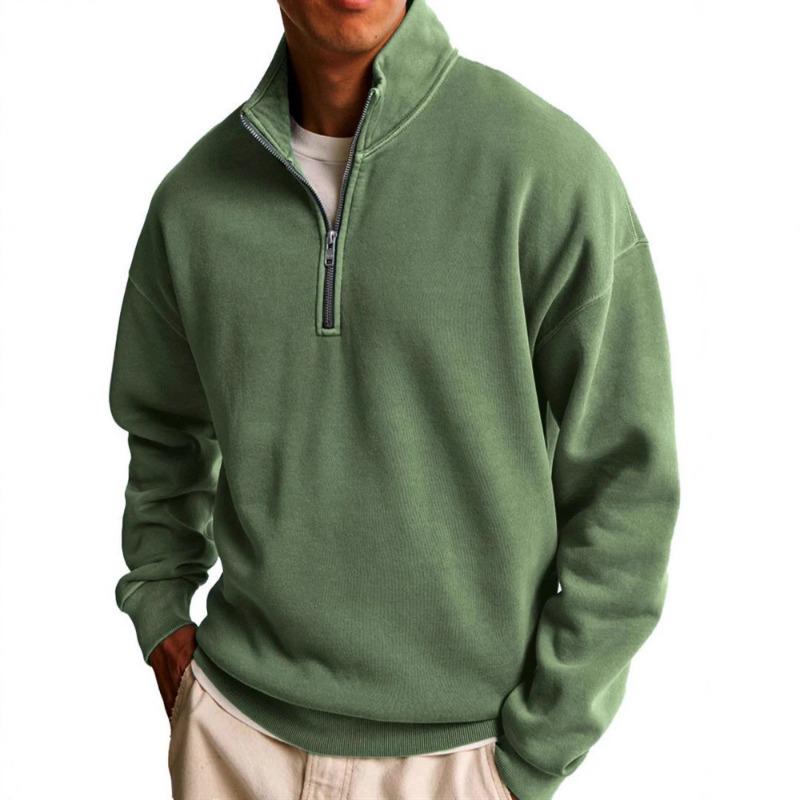 Nueva Sudadera Versátil para Hombre Moda Casual Media Cremallera Cuello Alto Manga Larga Sudaderas con Capucha
