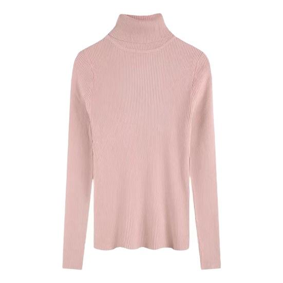 Women Sweater Turtleneck Long Sleeve Slim Fit Knitting Tops Solid Color Soft Elastic Fabric