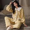 Can Be Worn Outside Coral Velvet Pajamas Women's Winter Two-piece Set Thickened Fleece Flannel Loose Large Size Warm Loungewear