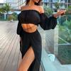 Cover Ups Beach Dress Bikiny Pevné Sexy Mech Plavky Dvoudílné Šaty Župan Pareo Plavky Přikrývky Plážová tunika