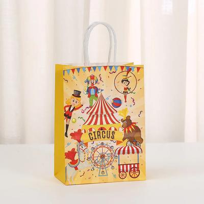 6/12/24PCS Cartoon Circus Theme Kraft Paper Gift Packaging Bag Children for Candy Snack Storage Birthday Party Favors 2025