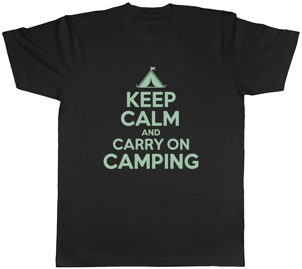 Keep Calm and Carry On Camping Mens T-Shirt Tee Gift Top
