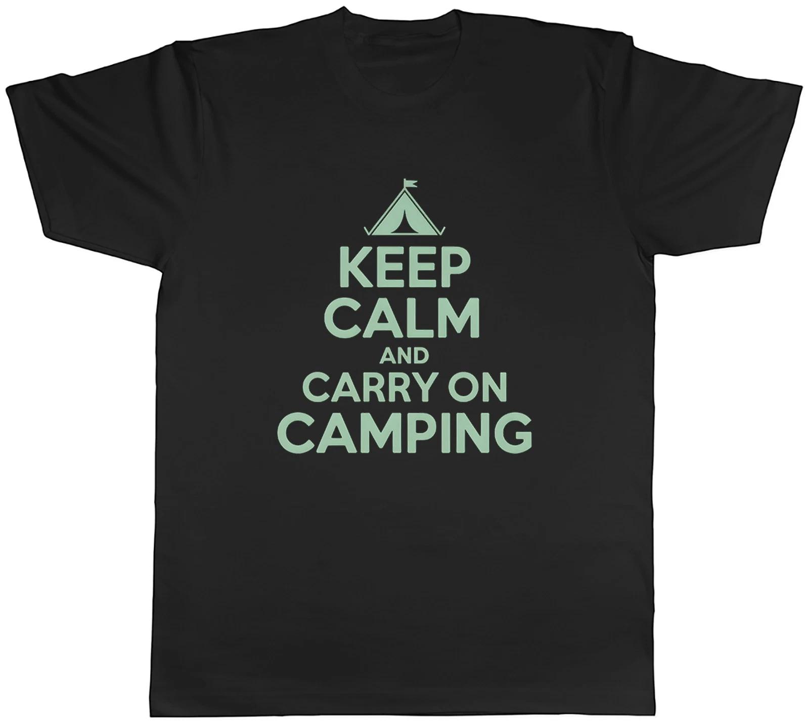Keep Calm and Carry On Camping Mens T-Shirt Tee Gift Top XXXL