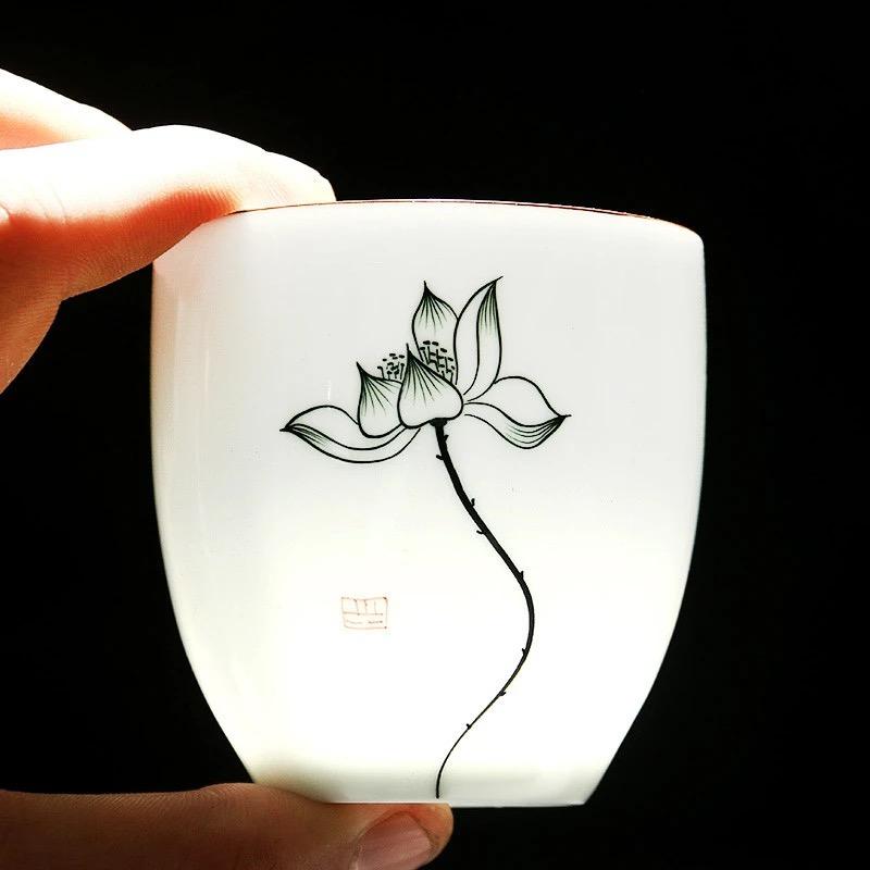 Porcelain Teacup – Hand-Painted Kung Fu Tea Cup for Puer & Green Tea