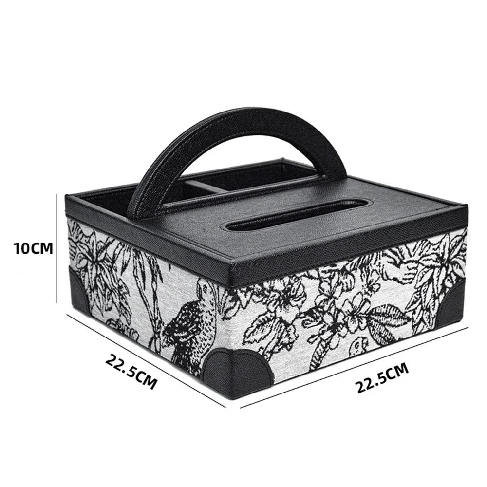 

New Storage Box Coffee Table Light Lunxury Remote Control Storage French Retro Leather Tissue Box Living Room Fabric Paper Boxs