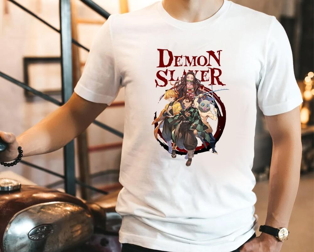 Demon Slayer Anime T-Shirt – Tanjiro, Nezuko, Zenitsu, Inosuke Graphic Tee Gift Unisex T-Shirt XXXL