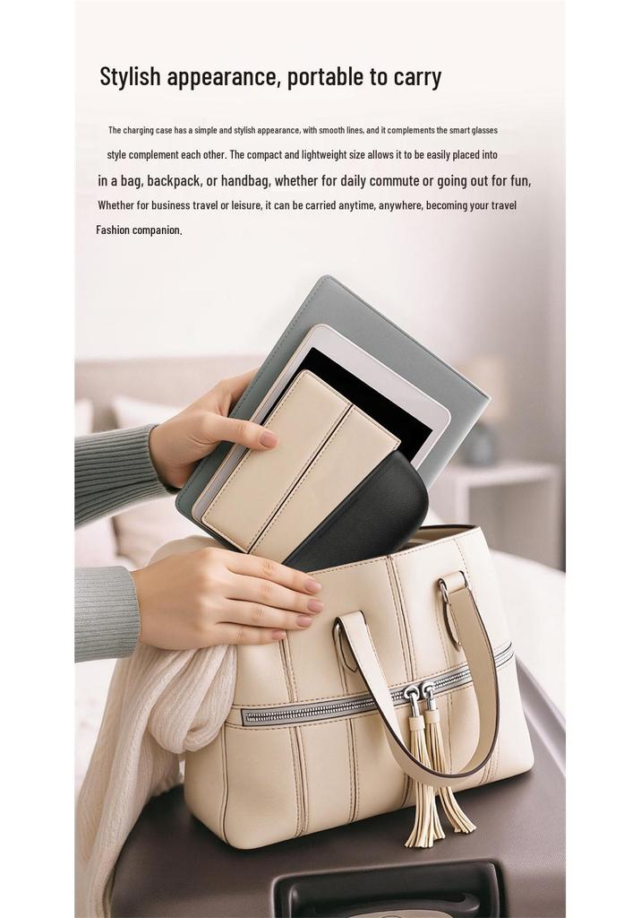 M02 Ultra Smart Glasses with HD 800W Pixel Camera and AI Translation, with Charging Case In Black