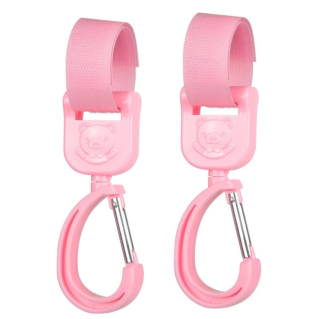 2pcs 360 Degree Rotatable Hooks | Multi-Purpose Stroller Hooks for Diaper Bags, Purses & Gear - Silicone Material