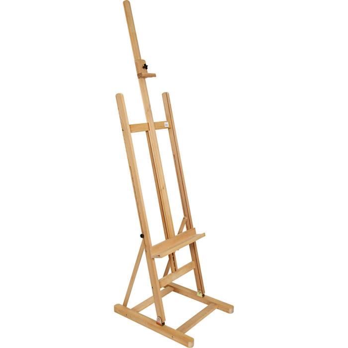 Robuste, chevalet d'atelier pliable en bois d'orme - Hauteur maximale toile: 127 cm, poids 9 kg. Réf 22179