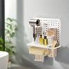 Wall Mounted Wash Face Tissue Box Punch Free Pegboard Organizer Key Tissue Holder  Bathroom