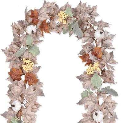 Autumn White Pumpkin Maple Leaf Vine Thanksgiving Harvest Festival Halloween Simulation Maple Leaf Vine