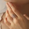 Retro Lotus OM Symbol Open Ring Stainless Steel Women's Buddhist Adjustable Talisman Couple Anniversary Jewelry Gift