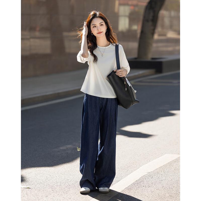 Demana Women's Color-Block Lantern Sleeve T-Shirt