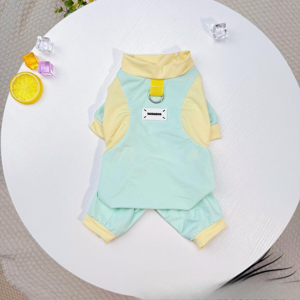 Pet Dog Clothing - Spring and Summer Ice Silk Cooling Four-Legged Coat with Mesh Panels - Cat Cool Clothing - Sun Protection Suit