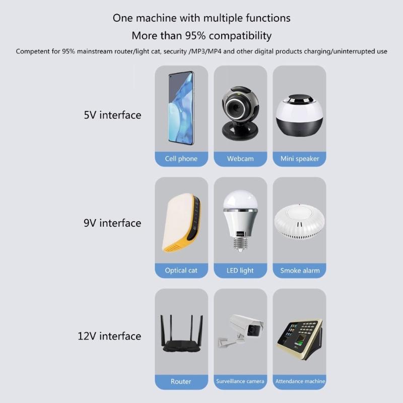 Routers Wifi Portable UPS Energy Backup 5V 9V 12V Power Supply Without Interruption 5.5x2.1mm For Modem Wifi Routers