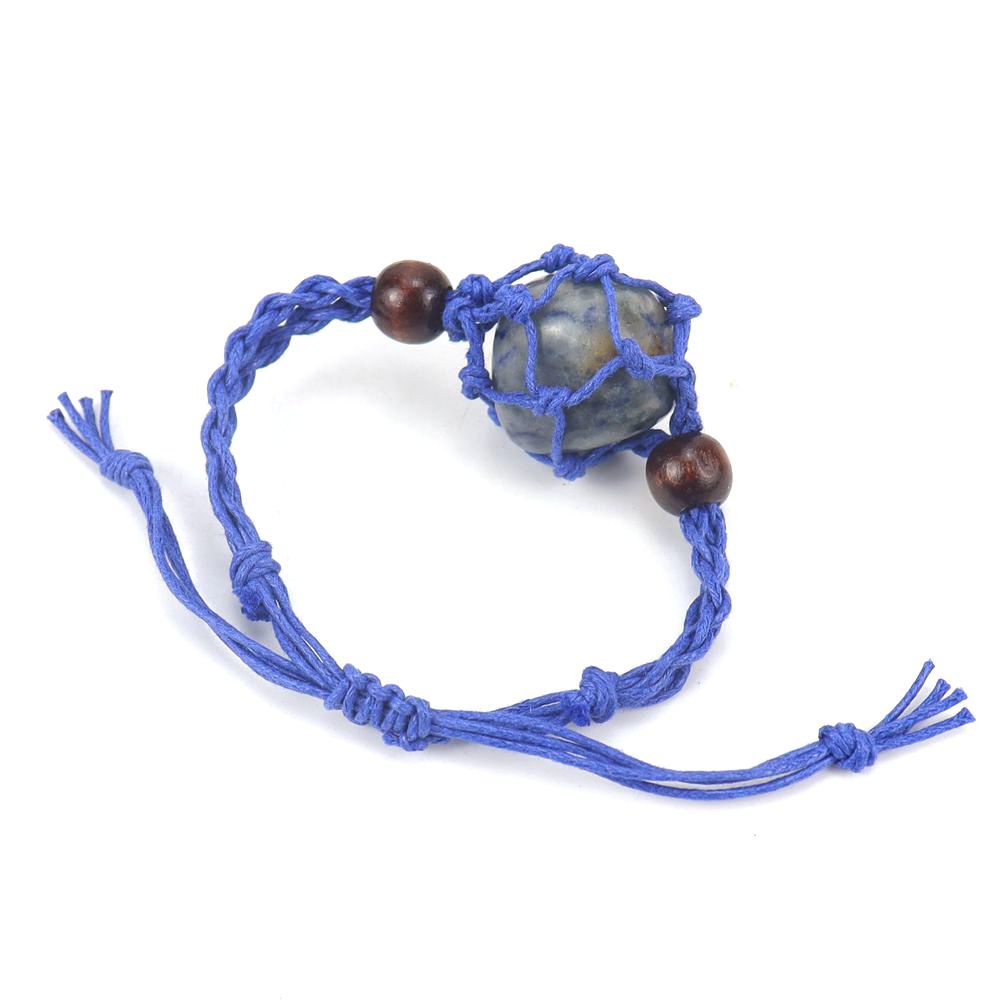 Hand-Woven Crystal Stone Mesh Pocket Bracelet Bracelet Adjustable Telescopic Mesh Pocket Net Holder B58