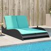 Black Sun Lounger with Cushions 114 x 205 x 73 cm Poly Rattan
