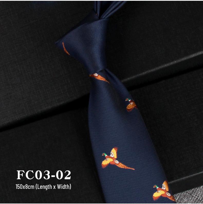 Retro Cartoon Tier Jacquard Krawatte in Dunkelgrün & Weinrot mit Blumenmuster - Trendige Herren Freizeit Hong Kong Stil black