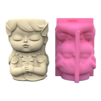 Elf Mädchen Blumentöpfe Silikonform Beton Gips Kerzenhalter Formen Kristall Epoxidharzform DIY Handgefertigte Bastelarbeiten