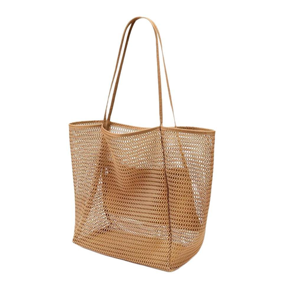 Borsa a mano grande da donna in rete con tasche multiple per viaggio, uscite e nuoto