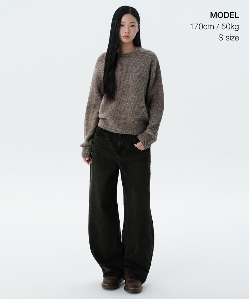 MUSINSA STANDARD WOMAN Women'S Multi Melange Crew Neck Knit [Mocha Brown]