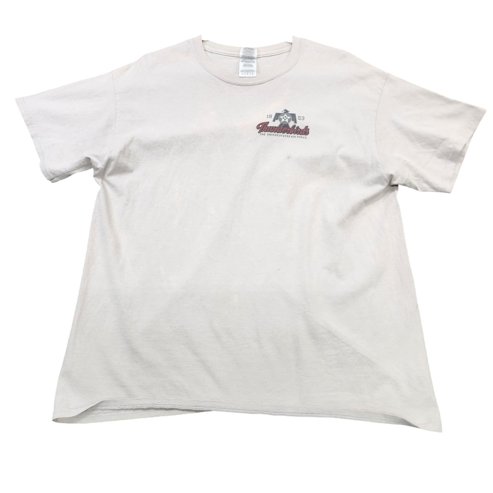 Gildan Shirt Mens Large Beige Thunderbirds USAF Air Force Jet Plane Graphic Tee Unisex T-Shirt XXXXL