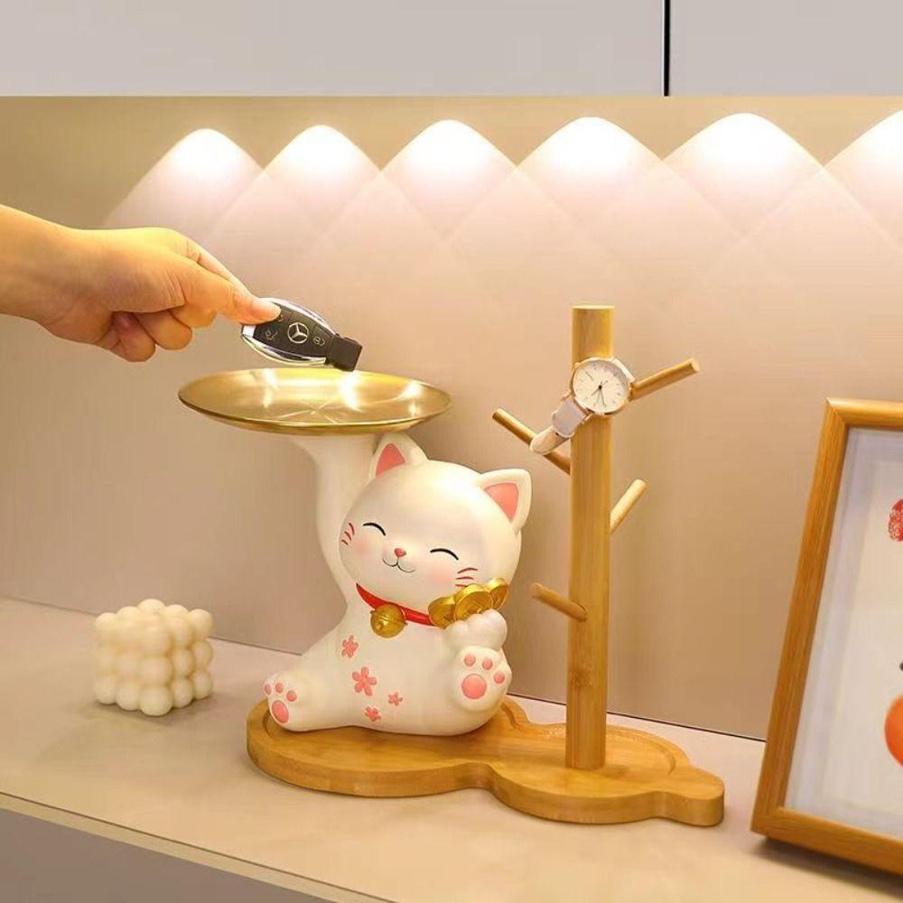 Gifts Porch Storage Easy Use Desktop Ornaments Storage Tray Lucky Cat Ornaments Key Storage Holder