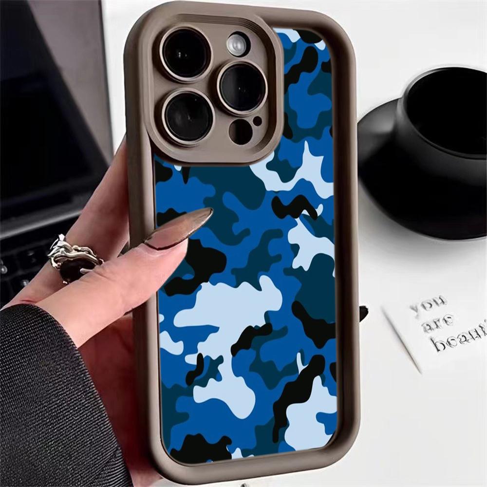 LZ6 Camouflage Camo Design Silicone Phone Case for iPhone 11 13 14 15 16 Pro Max 7 8 16 Plus 12 mini XS Max XR Shockproof Back Cover