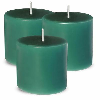 Paraffin Wax Scented Pillar Candles for Home Décor Smokeless & Dripless Candle (Lemon Grass - Green) Set of 3