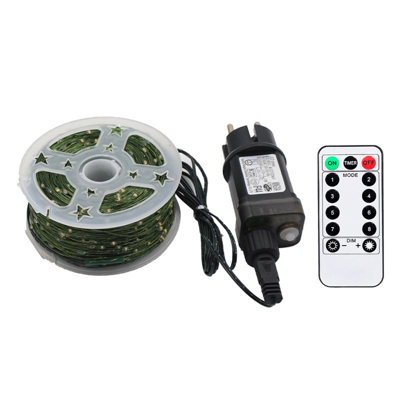 Remote-Controlled Christmas Tree Rattan Lights with Warm White LED on Green Copper Wire