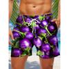 3d Vegetables and Fruits Printed Men's Swimsuit Japanese Fish Hawaiian Shorts Men's Summer Swim Shorts Drawstring Casual Shorts