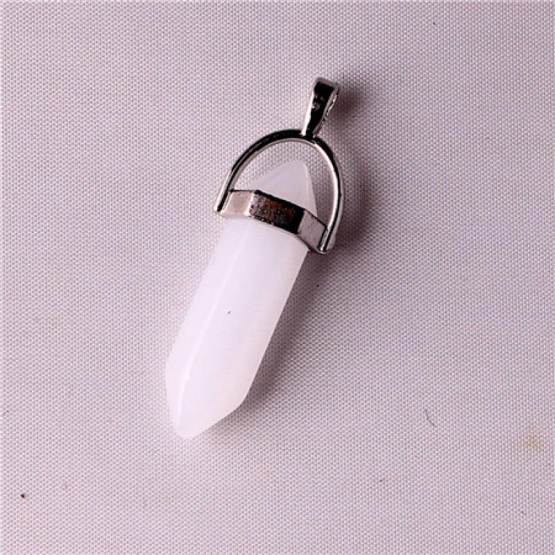 Bohemian Style Agate Crystal Quartz Hexagonal Bullet Pendant Necklace