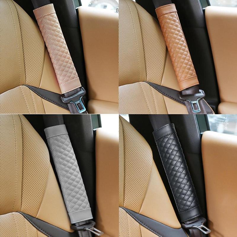 2Pcs Universal Car Seat Belt Cover PU Leather Breathable Soft Shoulder Cushion Protector Auto Interior Decoration Accessoires