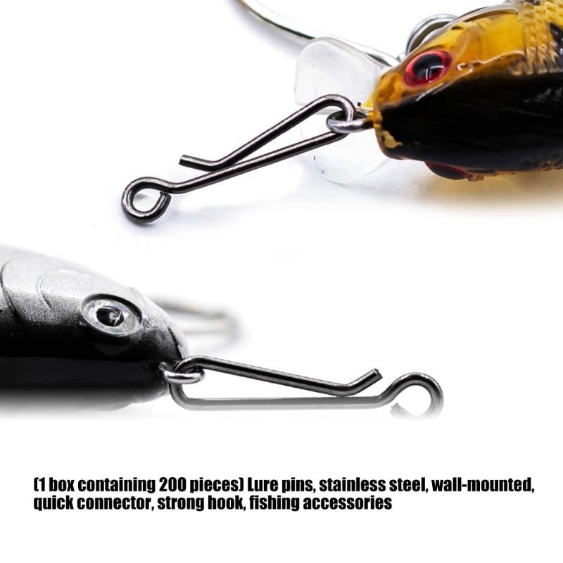 200pcs Fishing Quick Connectors 4 Size Per Box High Strength Stainless Steel Fast Change Clip for Lures Tackle System
