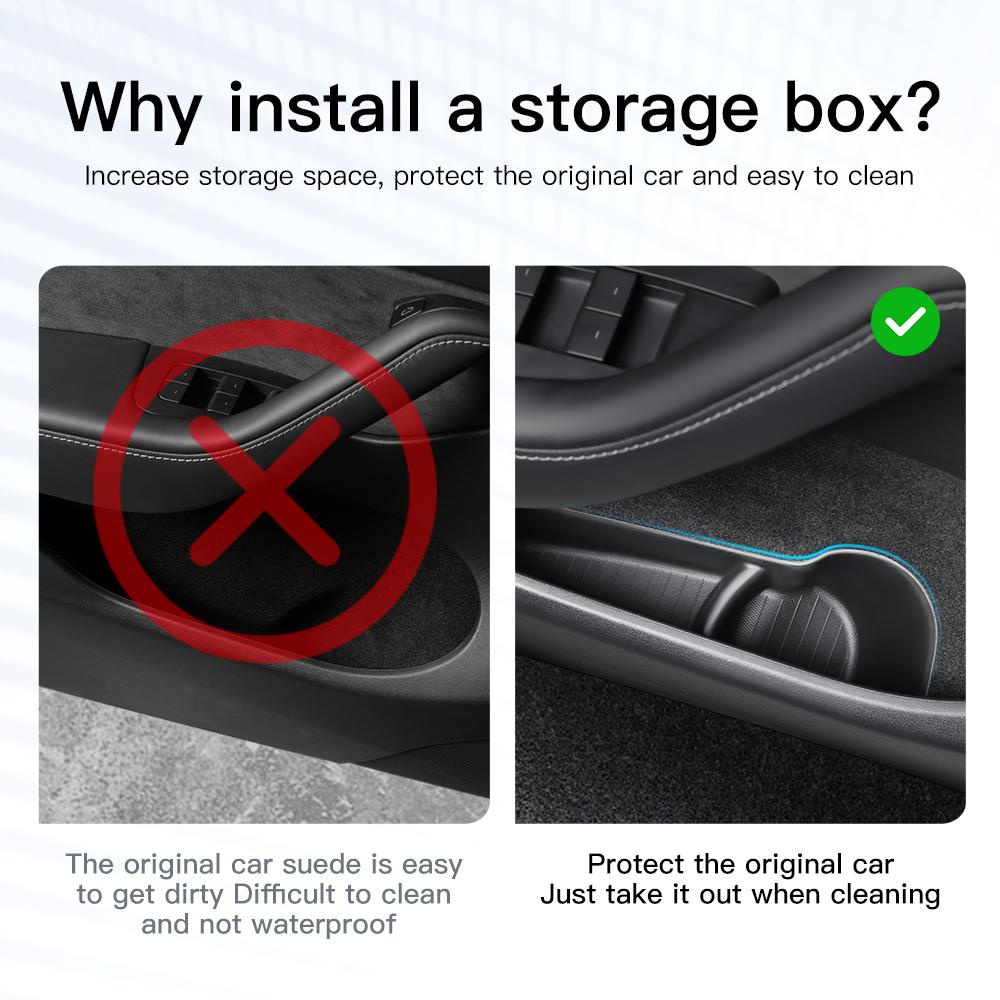For Tesla Model Y 2022  Door Storage Organizer Box TPE Waterproof Material Car