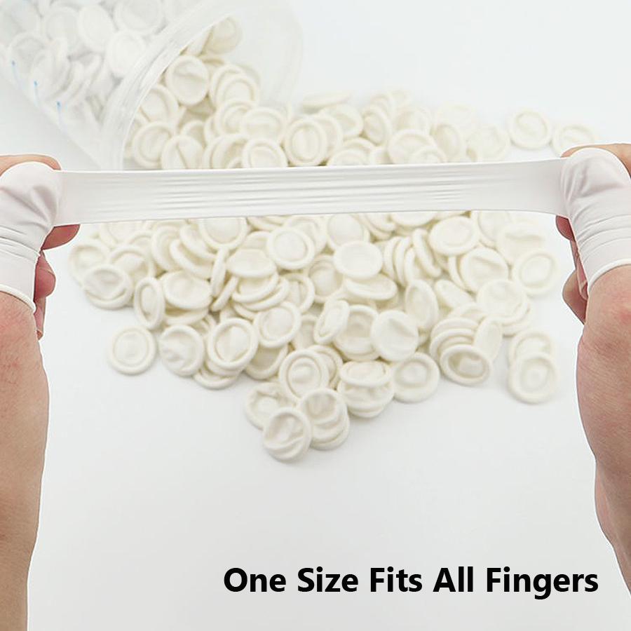 200Pcs White Rubber Finger Cots Hand Latex Gloves for Nail Salon, Medical Exam Dental Cleaning