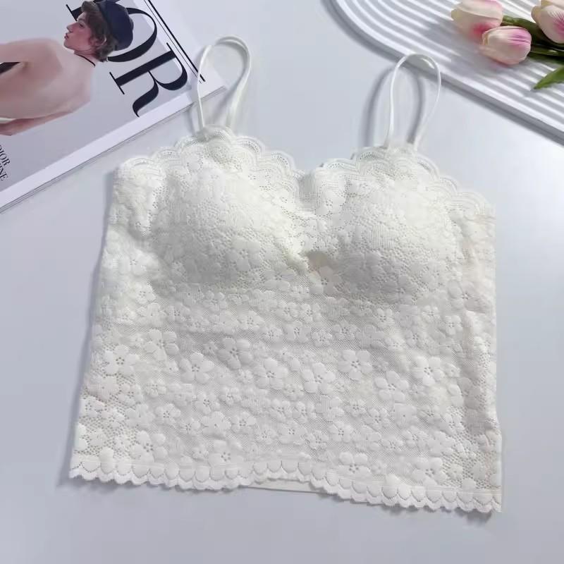 Women's Lace Camisole with Chest Pads and Elegant Back Design