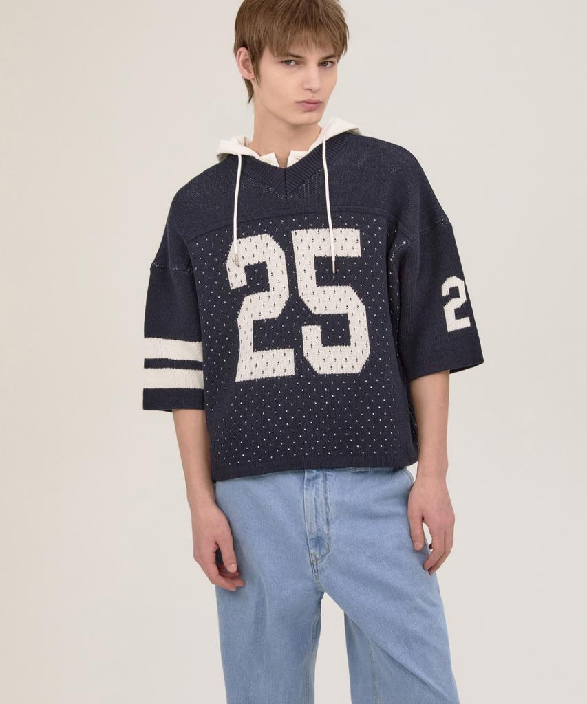 NOHANT 25 Jacquard Short Sleeve Knit Navy