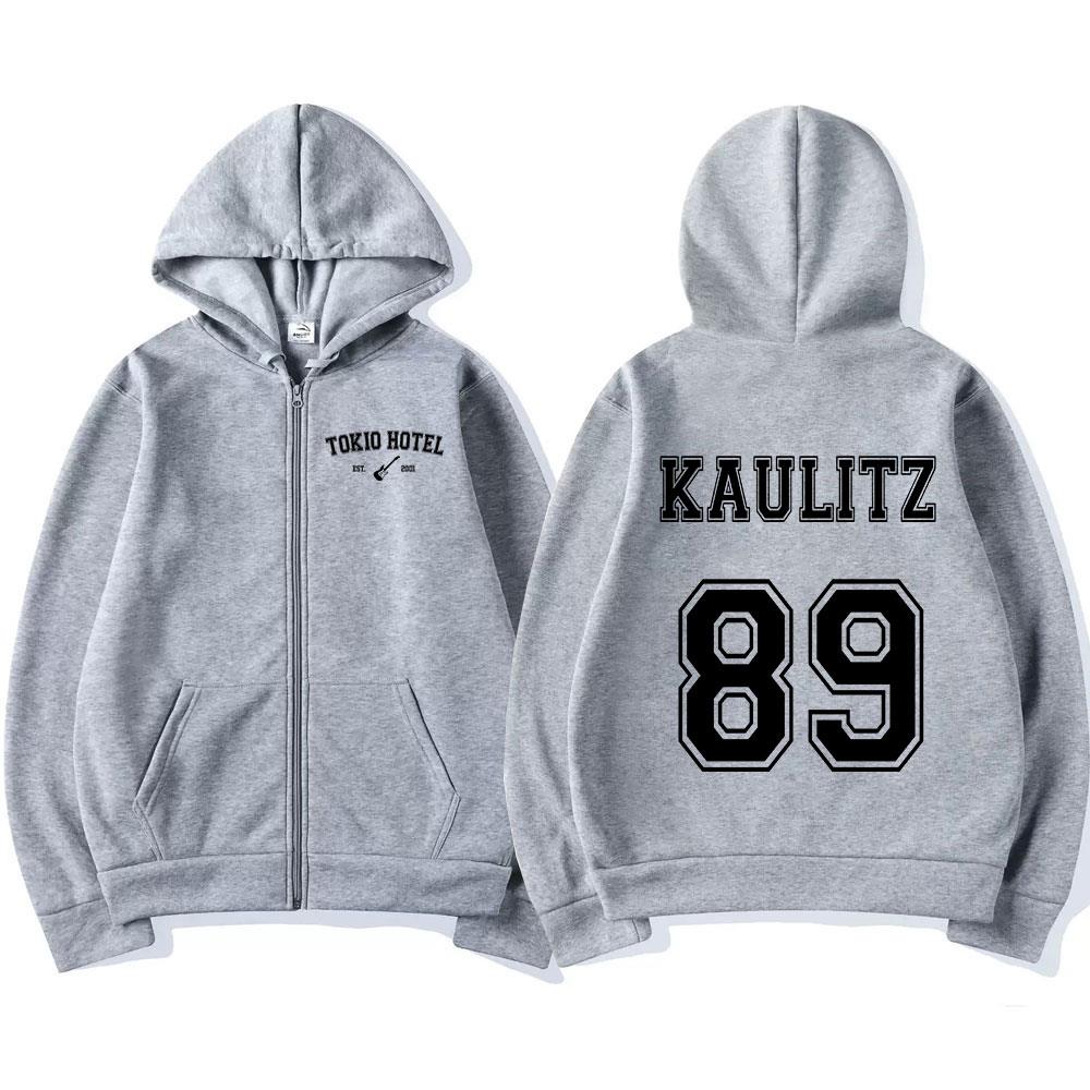 Tricou cu glugă și fermoar Tokio Hotel Kaulitz pentru bărbați și femei Îmbrăcăminte sport și casual cu glugă din fleece cu fermoar