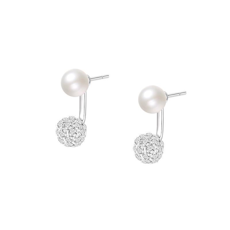 925 Sterling Silber Natürliche Süßwasserperlen Hinten montierte Ohrringe für Damen Französisch Leichter Luxus Temperament Party Schmuck