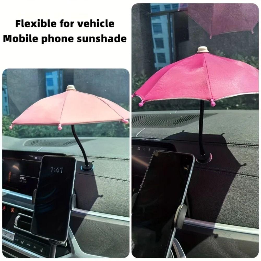 Bending Design Magnetic Phone Umbrella 360° Rotation Cell Phone Sun Shield  Car Mobile Use
