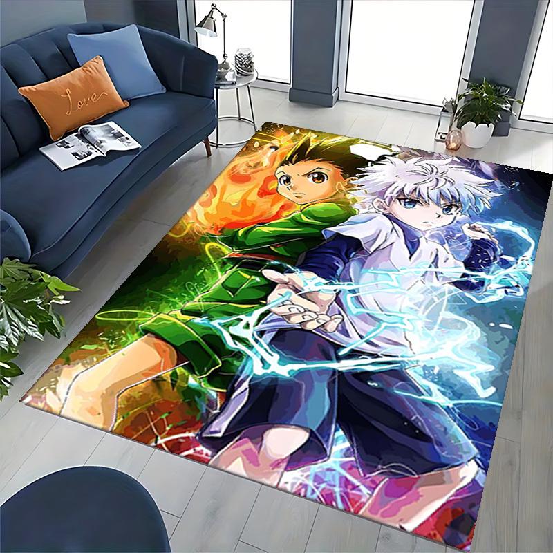 1pc Hunter X Hunter Killua and Gon Anime Chair Mat - Office Desk Carpet with Electric and Fire Design, Suitable for Home Decor, Gaming Room, Seasonal