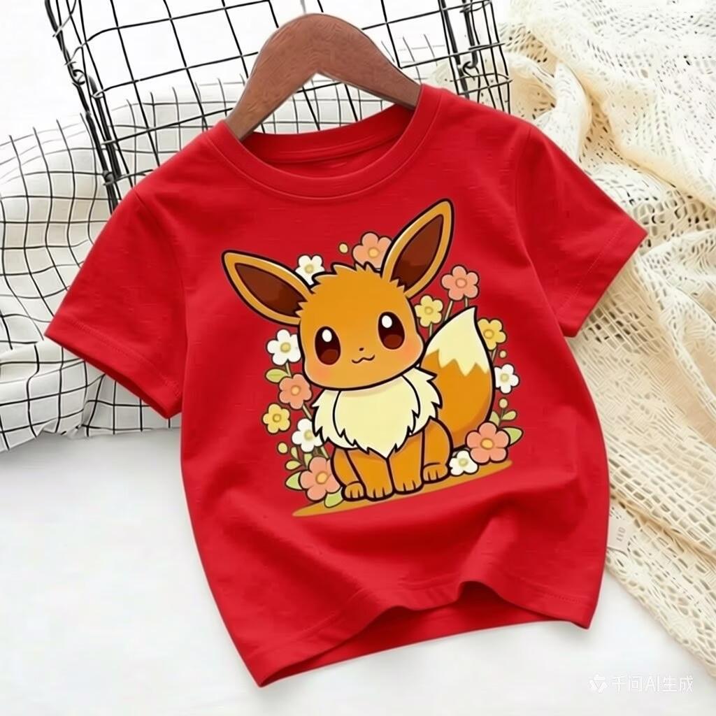 Children's Pure Cotton T-shirt with Pokémon Jigglypuff Design, Suitable for Summer 2026, Loose-fitting Top for Girls, Y2K Style.