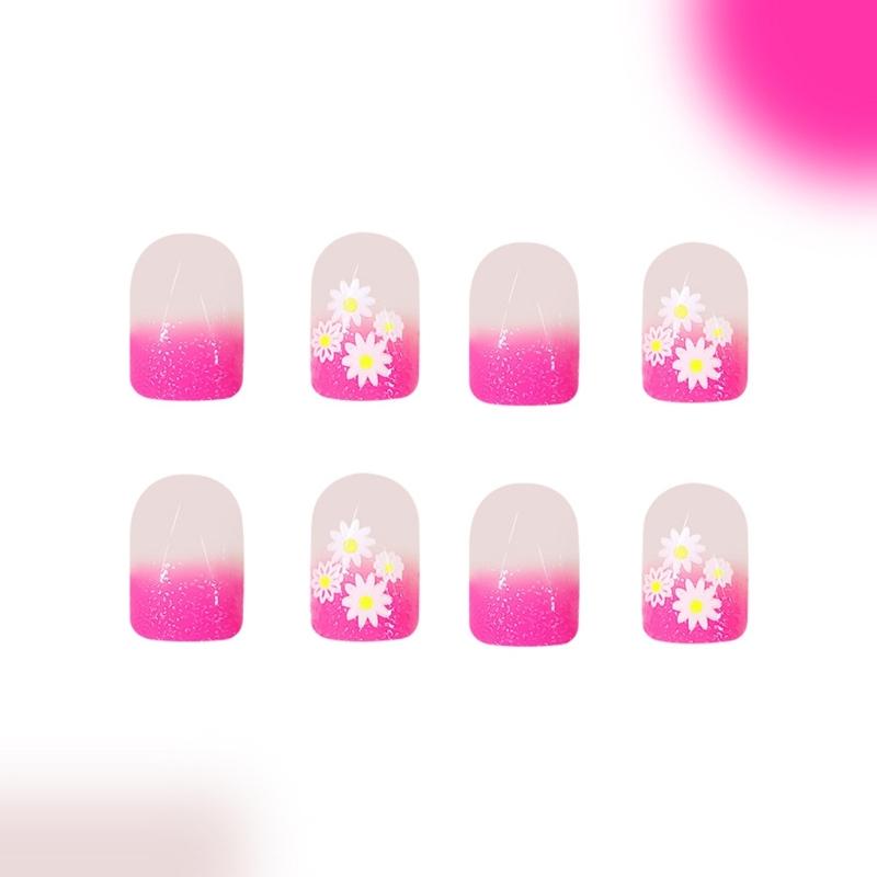 Press on Nail French Tip Square Nail Tips Fake Nail with Designs Artificial Acrylic Nail Full Cover Acrylic False Nail
