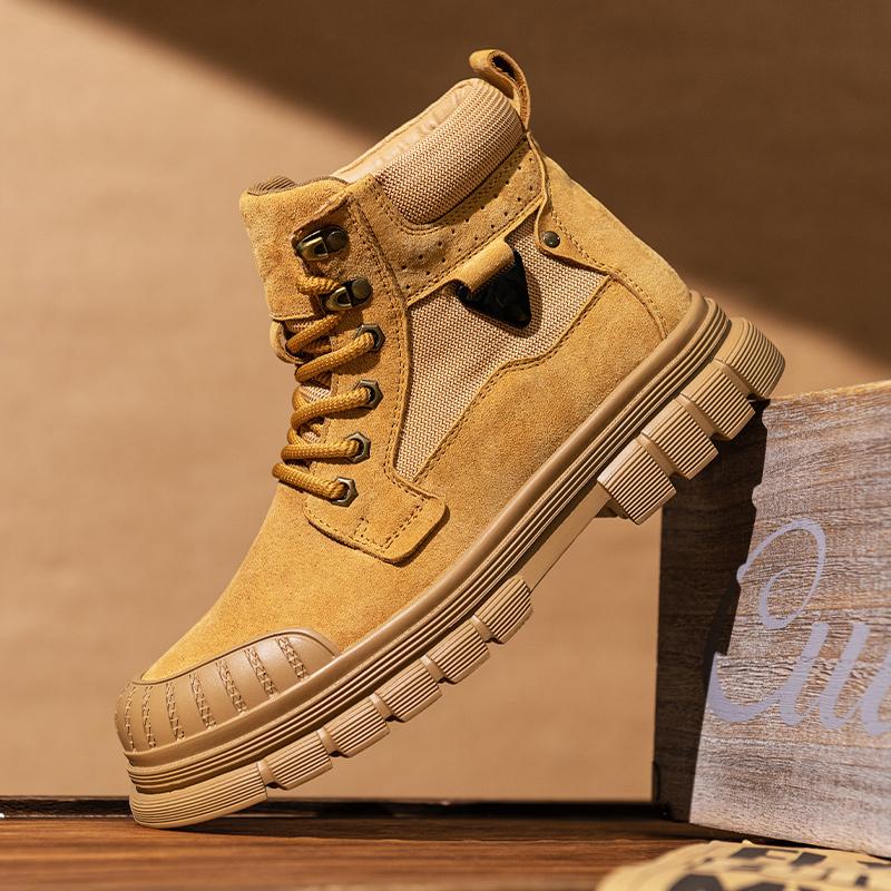 Fashion Men's Shoes Brand Lace-Up Men's Motocross Boots 2024 New Arrival Classic Male High Top Sneakers Leather for Men Outdoor Boots