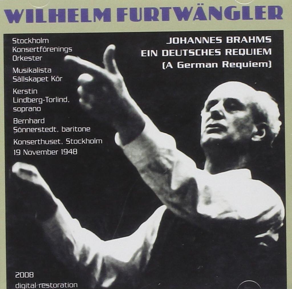 CD BRAHMS? FURTWÄNGLER? STOCKHOLM PHIL - Brahms: German Requiem Furtwangler  CD289 EU Classical Used