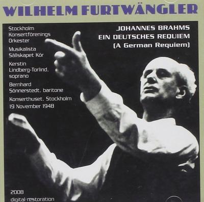 CD BRAHMS? FURTWÄNGLER? STOCKHOLM PHIL - Brahms: Deutsches Requiem Furtwängler CD289 EU Klassisch Gebraucht