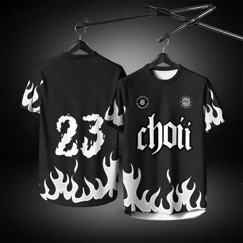Summer Men's T Shirt Fashion Sport Wear Casual Short Sleeve Soccer Tops Loose Trendy Male Oversized Clothing