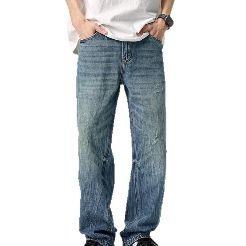 

Американский стиль, рваные, с шипами и камнями, прямые брюки, джинсы, мужские универсальные красивые брюки 40