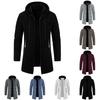 Men's Spring  Hooded Medium Long Thin Velvet Loose Large Size Sweater Jacket Cardigan Top Jacket